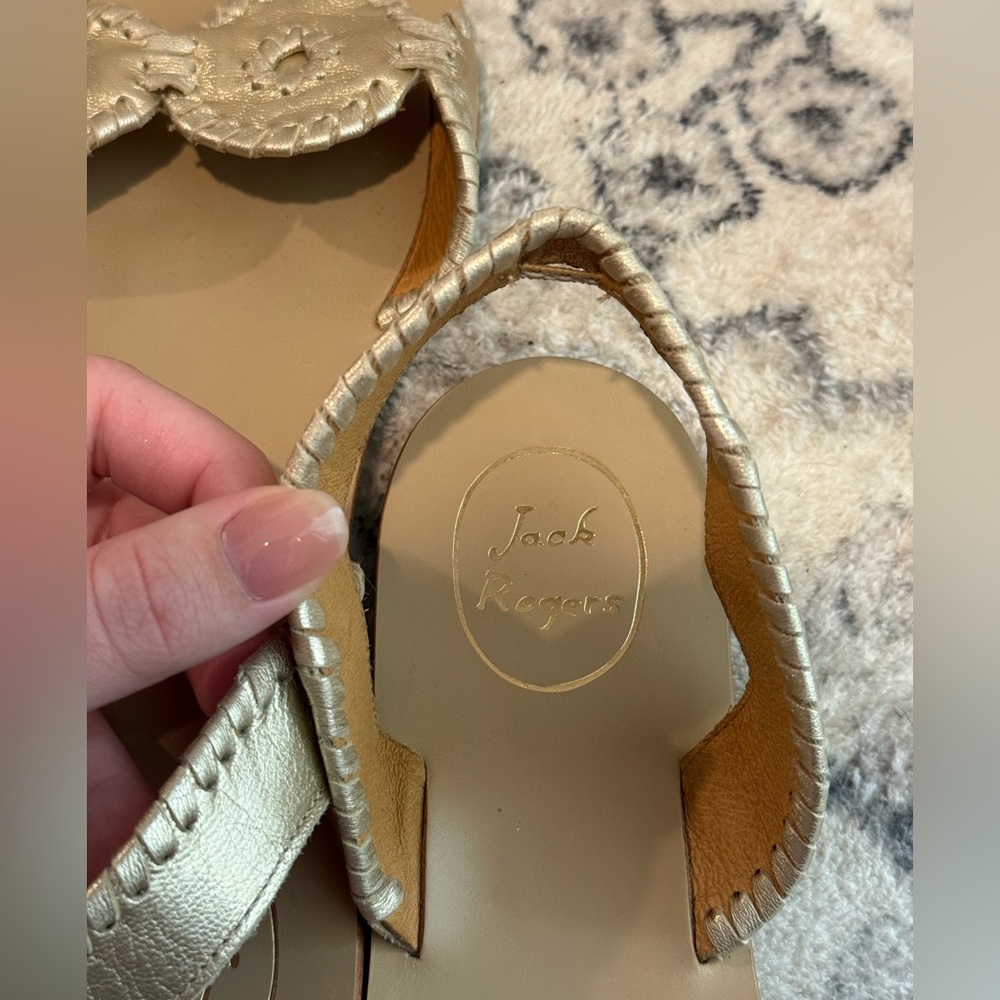 Jack Rogers Cream Leather Sandals - Picture 6 of 6